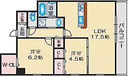 フレール江坂レジデンシャル 2LDKの間取図画像