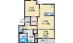 エル・セレノ江坂ウェスト 2LDKの間取図画像