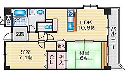 ウェル・メゾン江坂 2LDKの間取図画像