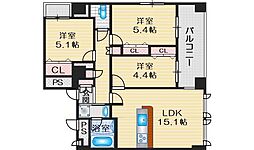 シャルム江坂公園 3LDKの間取図画像