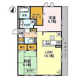 クレール桃山台 2LDKの間取図画像