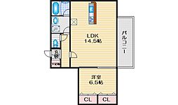 アスール江坂3rd 1LDKの間取図画像