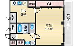 江坂ハイムタケダ8 1DKの間取図画像