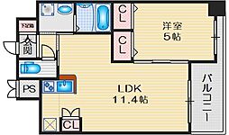 ノルデンハイム江坂 1LDKの間取図画像