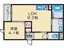 Ts岡上の町 1LDKの間取図画像