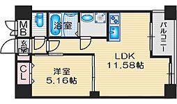ノルデンハイム江坂 1LDKの間取図画像