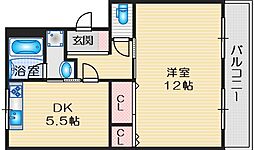 千成パークハイツアベ 1DKの間取図画像