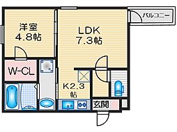 エスパシオ 1LDKの間取図画像