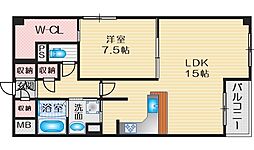 CASSIA江坂 1LDKの間取図画像