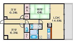 ボヌール千里中央弐番館 3LDKの間取図画像