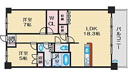 ファインシティ千里津雲台 2LDKの間取図画像