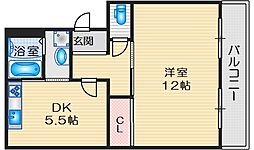 千成パークハイツアベ 1DKの間取図画像