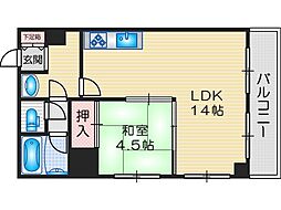 コアロード桃山台 1LDKの間取図画像