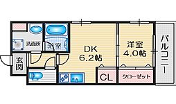 シェトワ千里山 1DKの間取図画像