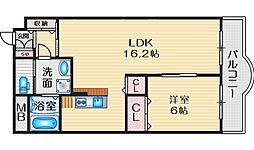 アミル5番館 1LDKの間取図画像