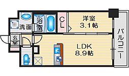 ファーストフィオーレ江坂ガーデン 1LDKの間取図画像