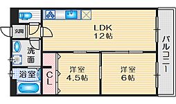 新南千里マンション 2LDKの間取図画像