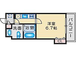 Luxe豊津 1Kの間取図画像