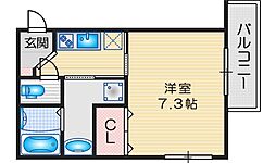 モレスヴィラ吹田 1Kの間取図画像