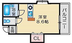 モアクレストエサカ ワンルームの間取図画像