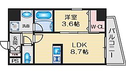 エールグラン吹田片山町 1LDKの間取図画像
