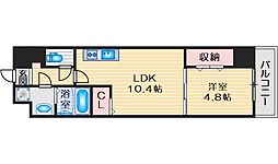 ビエラコート岸部中 1LDKの間取図画像