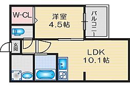 アーバングランデ吹田 1LDKの間取図画像
