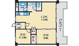クローバー・メゾン千里山 2LDKの間取図画像