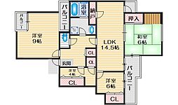 プレステージ新千里西町2号棟 4LDKの間取図画像