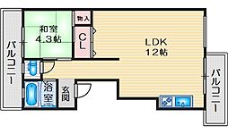 眞鍋マンション 1LDKの間取図画像