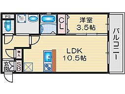 LOUISAPARTMENT吹田東RIVERPARK 1LDKの間取図画像