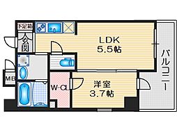 ファーストフィオーレ江坂垂水町II 1DKの間取図画像