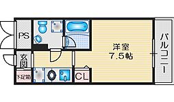アスール江坂3rd 1Kの間取図画像