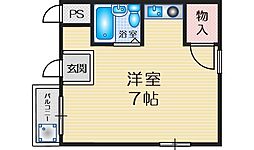 メープル・ツチモト ワンルームの間取図画像