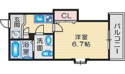 Luxe豊津 1Kの間取図画像