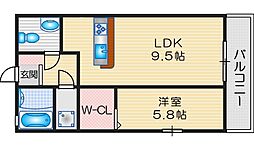 プレジールHattori 1LDKの間取図画像