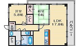 千里泉マンション2 2LDKの間取図画像