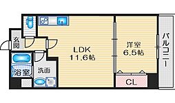 リバレイン江坂 1LDKの間取図画像