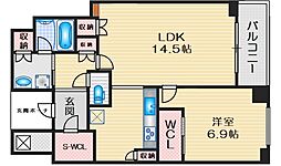 シエリアタワー千里中央 1LDKの間取図画像