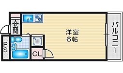 ロイヤルコート江坂 ワンルームの間取図画像