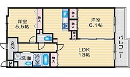 メゾン・ド・ファミール 2LDKの間取図画像