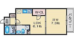 サンレムート江坂east 1DKの間取図画像