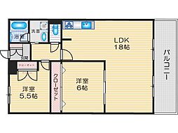 アンデュノール千里 2LDKの間取図画像