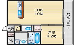 エルパシオン吹田泉町 1LDKの間取図画像