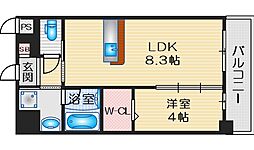 ウィスタリア三国 1LDKの間取図画像