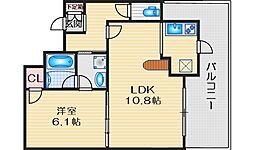 エステム・プラザ江坂公園エイジアム 1LDKの間取図画像