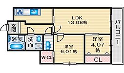 アンフィニXXI江坂垂水町 2LDKの間取図画像