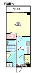 プレジデンス天満町 1Kの間取図画像