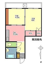 瑞木ビル 2DKの間取図画像