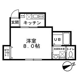 仙台市営南北線 台原駅 徒歩8分の賃貸アパート 2階1Kの間取り